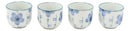 Blue Japanese Cherry Blossom Flowers Design Porcelain Tea Pot And 4 Cups Set