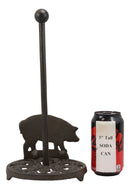 Ebros 13.5"Tall Cast Iron Metal Rustic Vintage Farm Swine Porky Pig With Scroll Art Design Paper Towel Holder Display Dispenser Stand Counter Top Kitchen Bathroom Home Decor Aged Bronze Finish - Ebros Gift
