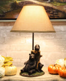 Ebros Rustic Black Momma Bear With Cubs Playing Hide And Seek Table Lamp With Shade