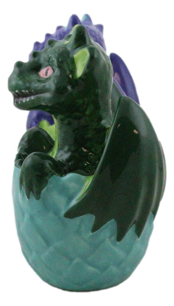 Green And Blue Dragon Hatchlings In Half Cracked Eggs Salt Pepper Shakers Set - Ebros Gift