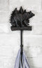 Cast Iron 9"H Rustic Forest Black Bear By Pine Trees Log Forest Wall Coat Hook