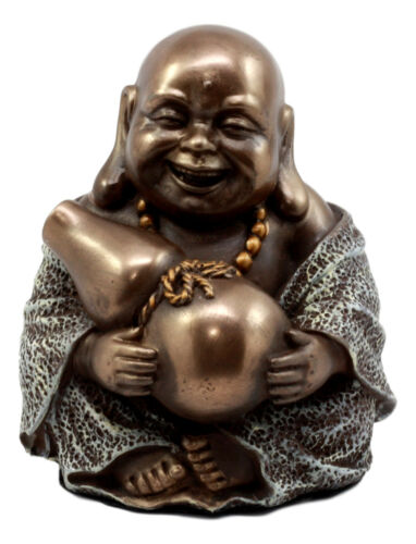 Drunken Hotei Happy Buddha With Wine Gourd Figurine 4"H Keepsake Amulet Statue