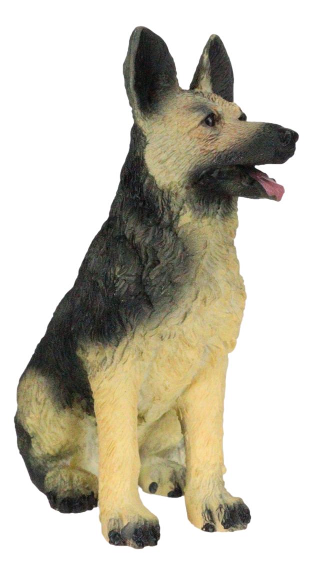 Lifelike Realistic Sitting Canine German Shepherd Police Dog Miniature Figurine