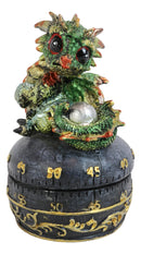 Green Baby Wyrmling Dragon Holding Egg Decorative Kitchen Timer Figurine 60 Min
