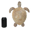 Marine Life Sand Colored Sea Turtle With Ocean Wave Swirls Shell Wall Decor