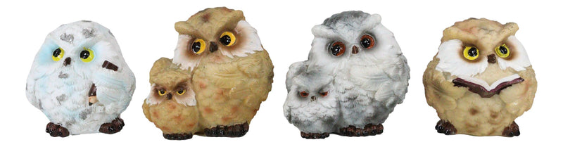 Wise Academic Forest Snowy Owls & Chicks Figurine Set Small Collectibles