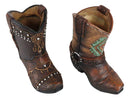 Set of 2 Western Cowboy Turquoise & Dreamcatcher Boots Make Up Tools Pen Holder