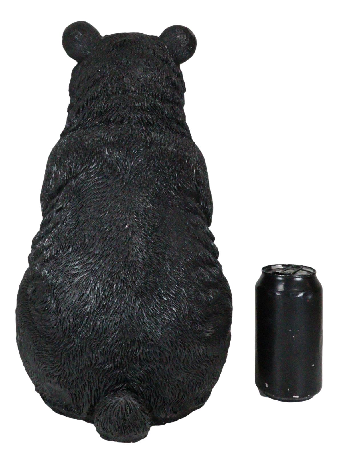 Rustic Garden Cute Black Bear Holding Solar Lantern Path Light Greeter Statue - Ebros Gift