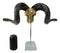Electroplated Gold Realistic Bighorn Sheep Ram Skull Sculpture On Pole Stand