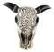 Western Rustic Cow Skull With Tooled Tribal Scroll Detailing Vase Planter Decor