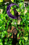 Witchcraft Black Cat On Purple Crescent Moon Stained Glass Wind Chime Suncatcher