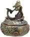 Ebros Bronzed Resin Mermaid Sitting Above Ocean Waves Small Round Trinket Box