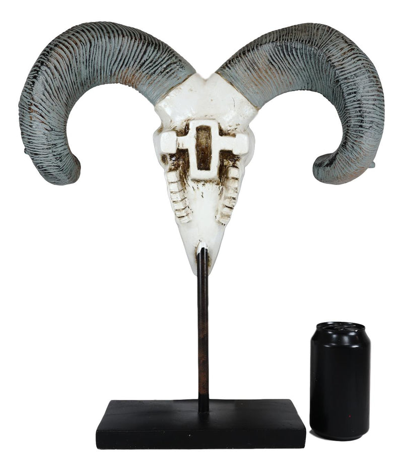 Realistic Bighorn Sheep Ram Head Skull Rustic Sculpture On