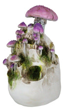 Day of The Dead Gothic Macabre Skull With Purple Fungi Mushrooms Figurine