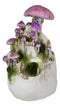 Day of The Dead Gothic Macabre Skull With Purple Fungi Mushrooms Figurine