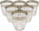 Ebros Set of 6 Double Old Fashioned Tumbler Glass With Greek Rim Accent 12oz