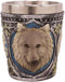 Ebros Full Moon Grey Wolf 2-Ounce Shot Glass Resin With Stainless Steel Liners