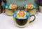 Large Luxury Gold Plated Ottoman Style Turquoise Flower Mug Bowls 28oz Set Of 3