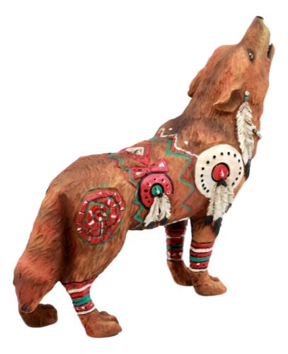 Tribal Warpath Native Howling Wolf Totem Spirit Figurine Collection 6.25"L