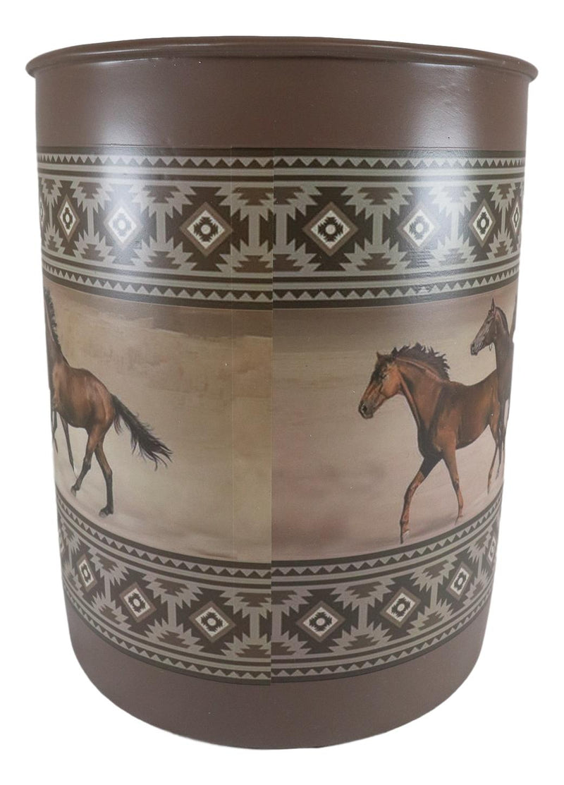 Ebros Western Running Horses With Southwest Navajo Vectors Waste Basket Dry Trash Bin
