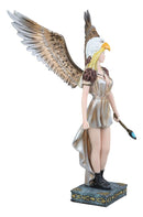 Ebros Large Mythical Goddess Tribal Warrior Medicine Fairy with Eagle Head Headdress Statue 14.75" Tall Whimsical Gaia Faerie Pixie Nymph with Ion Blue Magic Wand Fantasy Sculpture