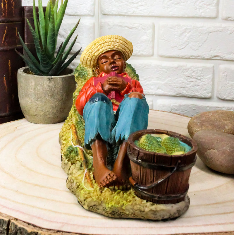 Ebros Black Americana History African American Boy Sleeping By A Creek Figurine
