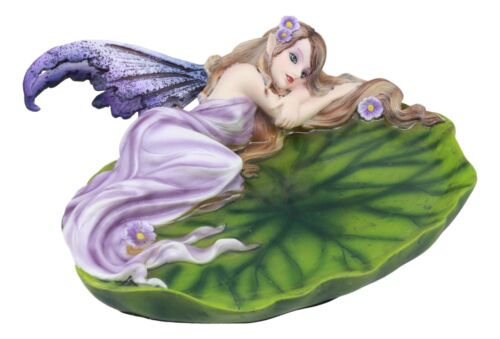 Ebros Starry Night Lavender Fairy Sleeping On Lily Pad Soap Dish Vanity Decor