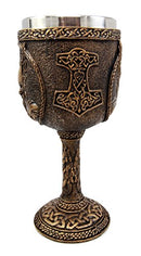 Ebros Gift Norse Mythology Thor God Of Thunder Asgard Prince 7oz Resin Wine Goblet Chalice With Stainless Steel Liner Ancient Celtic Nordic Viking Decor Kitchen And Dining Accessory