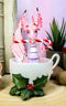 Ebros Amy Brown Holiday Holly Peppermint Candy Cane Pink Dragon In Tea Cup Figurine