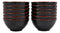 Contemporary Ridged Red Black Melamine Small 8oz Rice Miso Soup Bowl Set Of 12