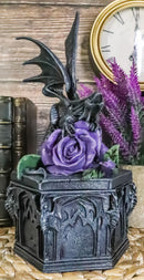 Gothic Dragon Beauty Jewelry Box Figurine By Anne Stokes Purple Royalty Rose