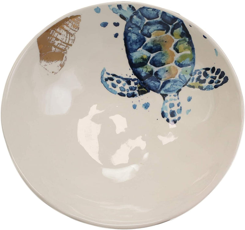 Ebros Blue And White Sea Turtle Ceramic Dinnerware (Soup Noodle Bowl 46oz, 1)