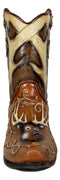 Rustic Western Deer Antlers And Stag Bust Cowboy Floral Art Boot Vase Sculpture