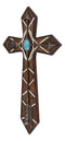 Rustic Western Boho Native Indian Arrows Turquoise Rock Faux Wooden Wall Cross