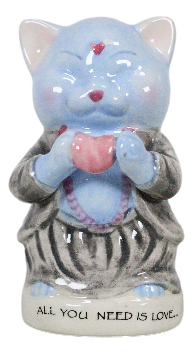 Master Meow Buddha Cats Meditating Love And Kitty Ceramic Salt Pepper Shakers Set