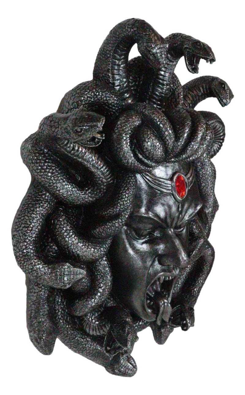 Greek Gorgon Goddess Medusa Head With Hair of Snakes And Red Gem Wall Decor