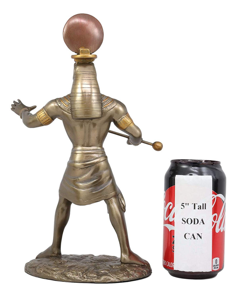 Ebros Egyptian Mythology God Horus Ra with Sun and Uraeus Disc Statue in Faux Bronze Resin Gods of Egypt Deity of War & Sky Falcon Heru Figurine 11" Tall Home Decor Sculpture