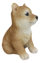 Lifelike Realistic Japanese Shiba Inu Puppy Dog Figurine With Glass Eyes 5"H