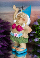 Ebros Free Spirited Hippie Hawaii Themed Vacation Fairy Garden Mrs Hula Bikini Gnome Figurine 6" Tall DIY Mrs Lady Gnomes Collection Statue Home Decor