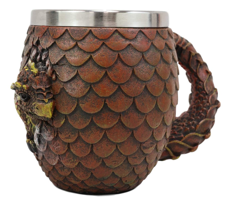 Ebros Medieval Khaleesi's Elemental Dragon Colorful Scale Egg With Hatching Wyrmling Small Coffee Tea Mug Cup 3.75" High Fantasy GOT Themed Dungeons And Dragons Drinking Cups (Fire Red)
