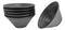 Pack Of 6 Modern Black Matte Melamine Large Soup Salad Pasta Ridged Bowls 62oz