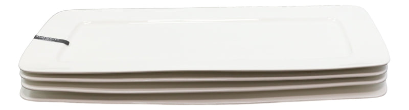 Pack Of 3 Contemporary Rectangular White Porcelain Serving Platter Plate 19"L