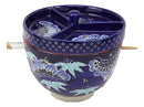 Ebros Udon Noodles & Tentsuyu Dipping Sauce 6"D Bowl & Choptick Set (Midinight)