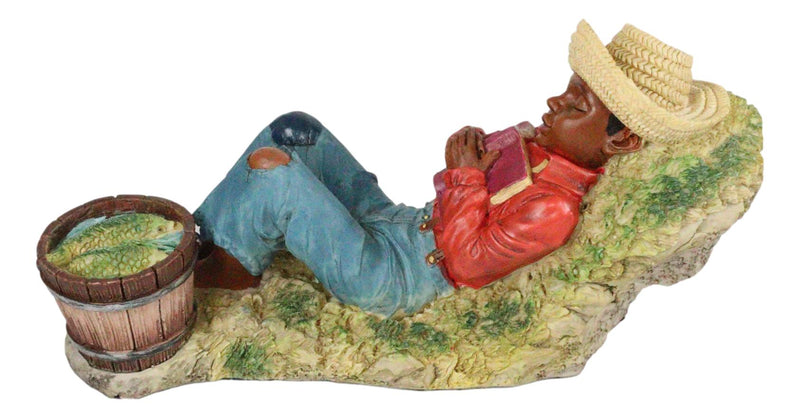 Ebros Black Americana History African American Boy Sleeping By A Creek Figurine