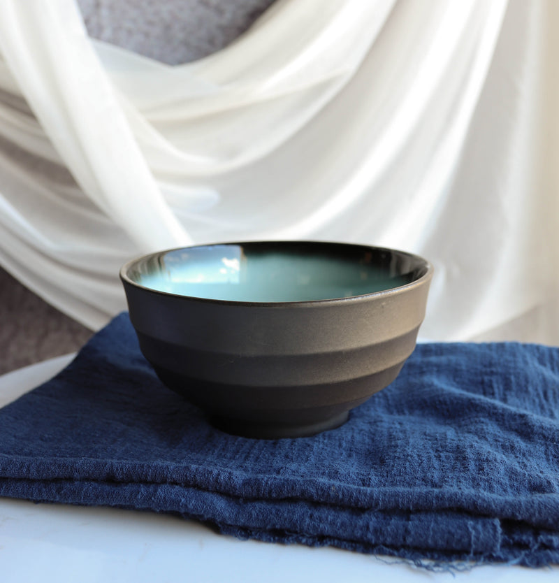 Pack Of 5 Ceramic Zen Blue Donburi Noodles Cereal Rice Soup Dinner Bowls 38oz