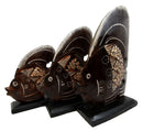 Balinese Wood Handicrafts Tribal Patterned Angel Fish Family Set of 3 Figurines