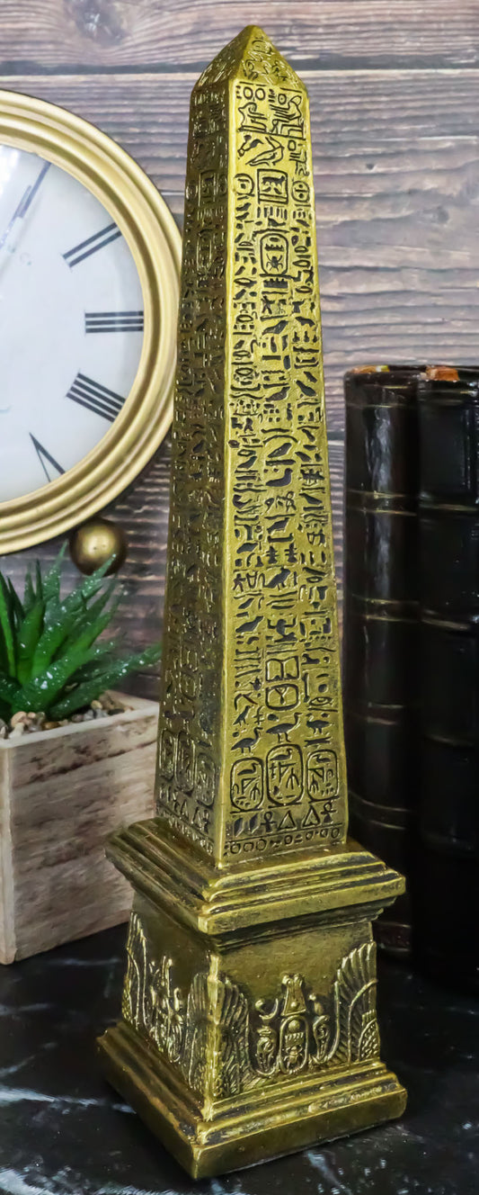 Ebros Egyptian Theme Obelisk Temple of Ra with Hieroglyphs 10" Tall Sculpture - Ebros Gift
