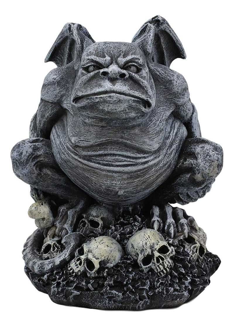 Ebros Gift Grotesque Winged Toad Troll Gargoyle Standing On A Bed of Skulls Statue 6.25" High Dark Fantasy Ossuary Macabre Graveyard Halloween Gargoyles Collectible Figurine Accent