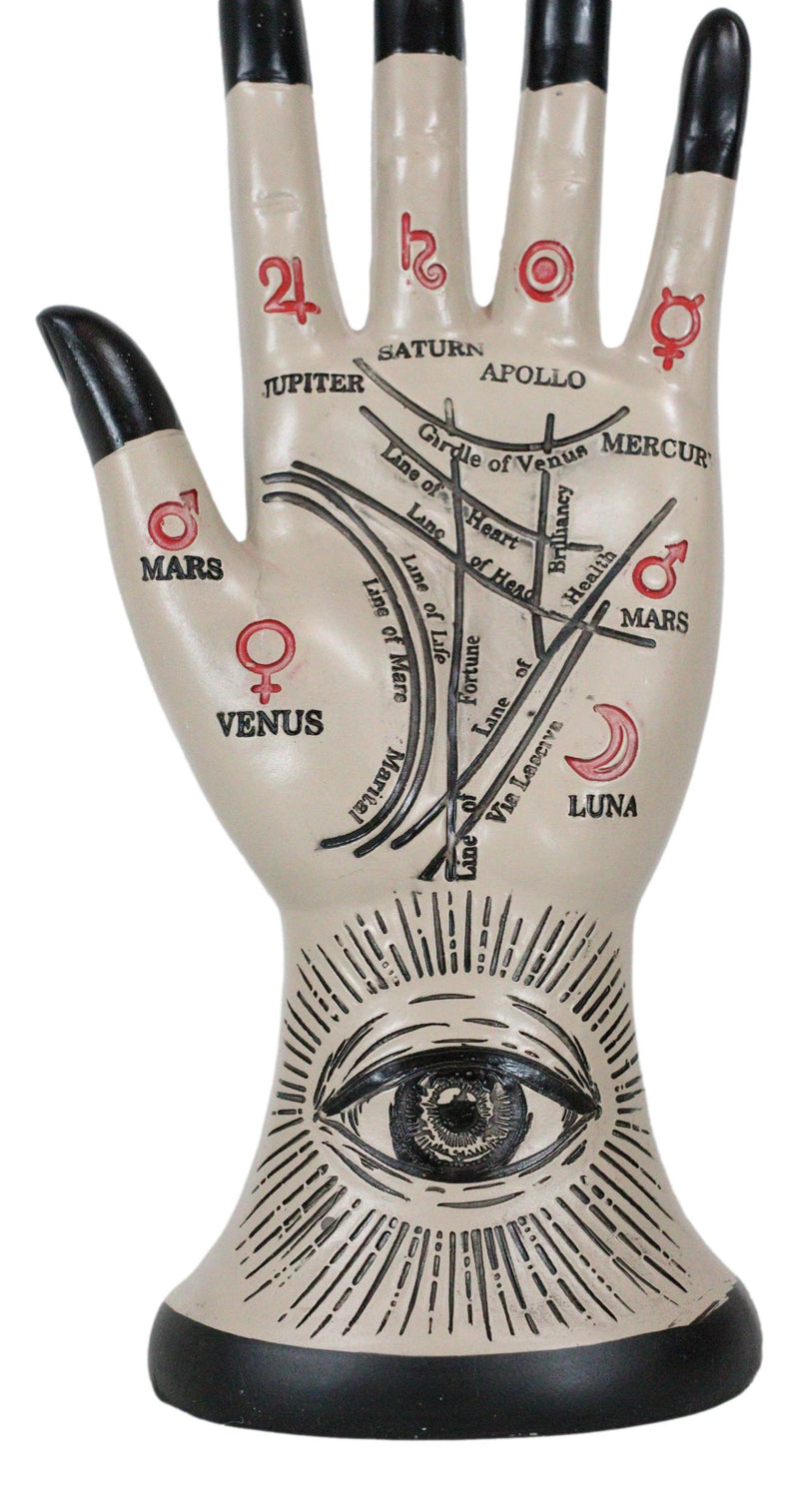 Psychic Fortune Teller Chirology Palmistry Eye Of Providence Hand Palm Figurine