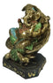 Vastu Hindu God Ganesha Wearing Peacock Train Seated On Peepal Leaf Figurine